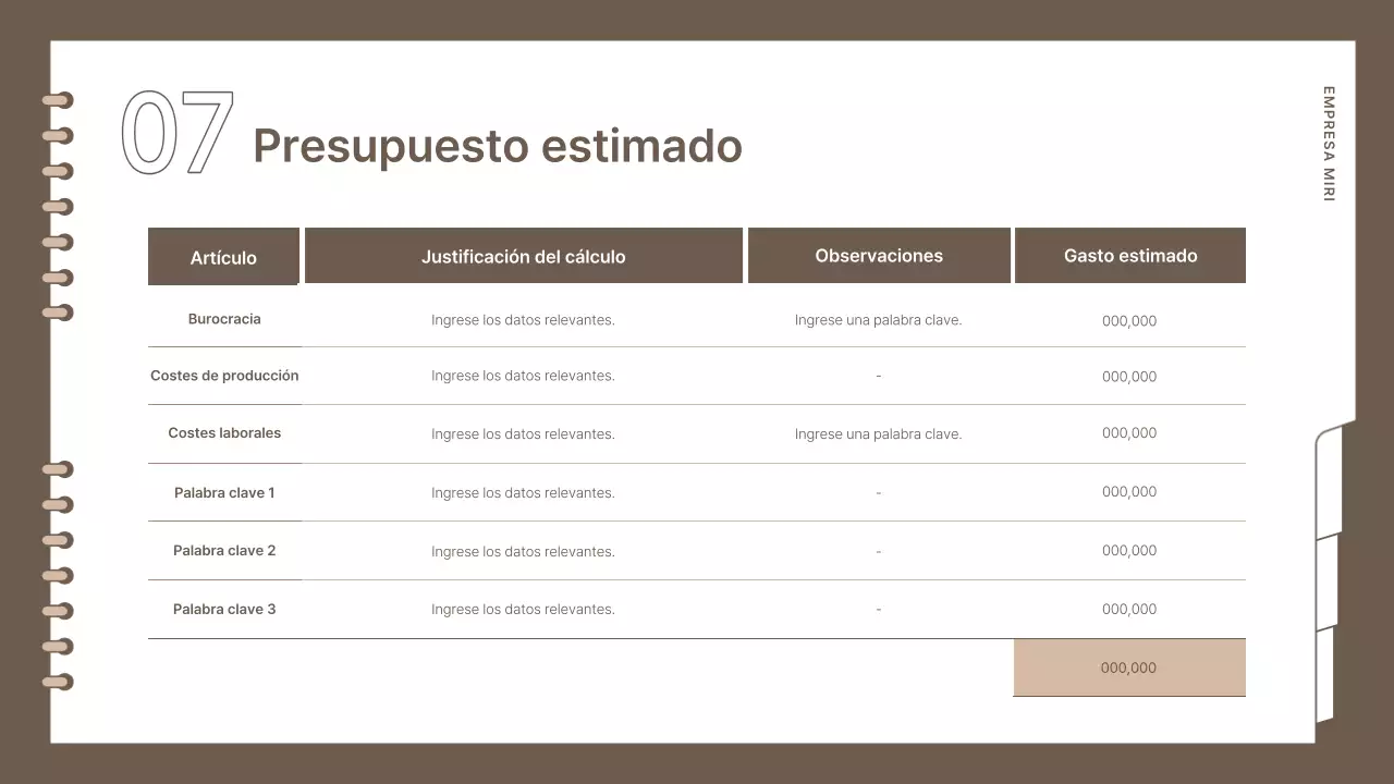 Planificador de eventos sencillo y de marca en marrón