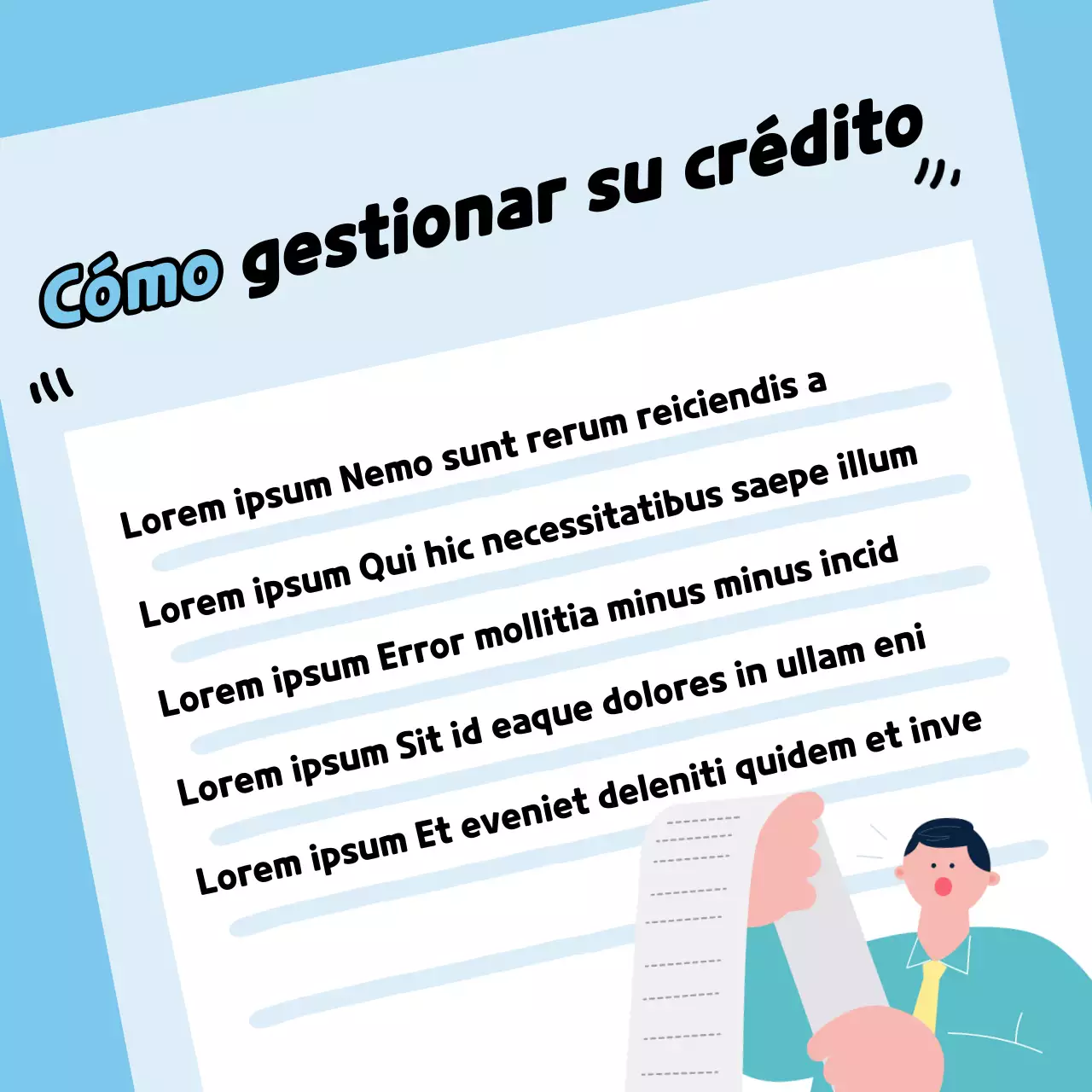Información sencilla y de color azul claro sobre la gestión de la puntuación crediticia