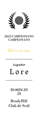 Placa de ganador de hoyo en uno con bola de golf e ilustración de corona de laurel