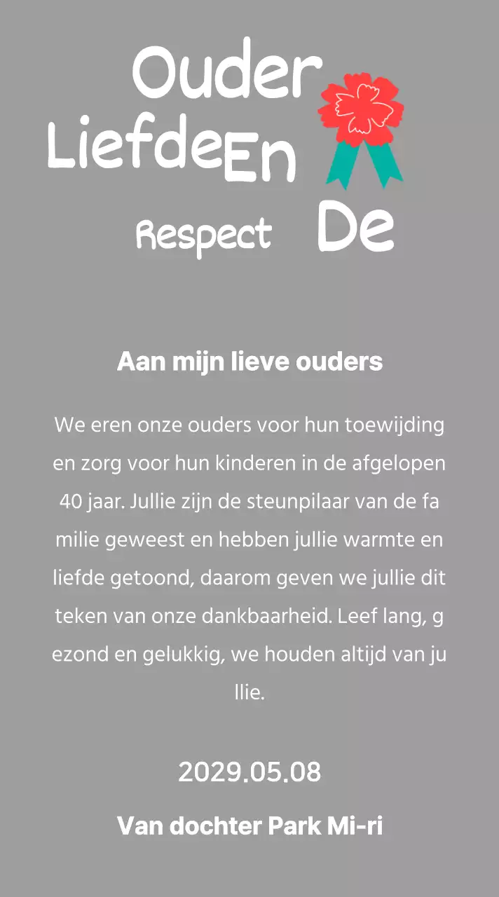 Moederdag kalligrafie met rode anjer illustratie