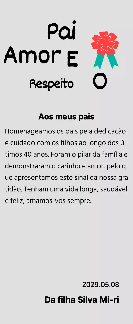 Caligrafia do Dia da Mãe com ilustração de cravos vermelhos