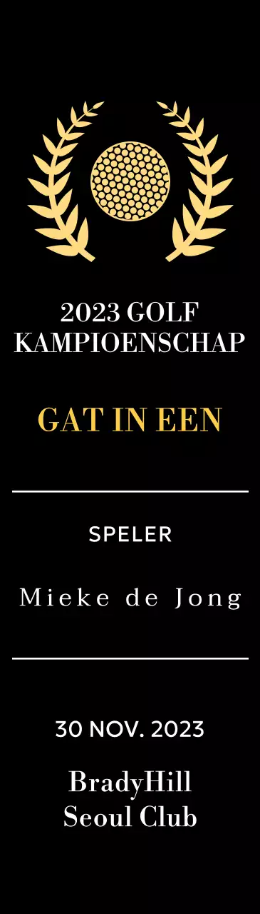 Golf hole-in-one winnaar plaquette met golfbal en lauwerkrans illustratie