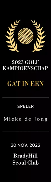 Golf hole-in-one winnaar plaquette met golfbal en lauwerkrans illustratie