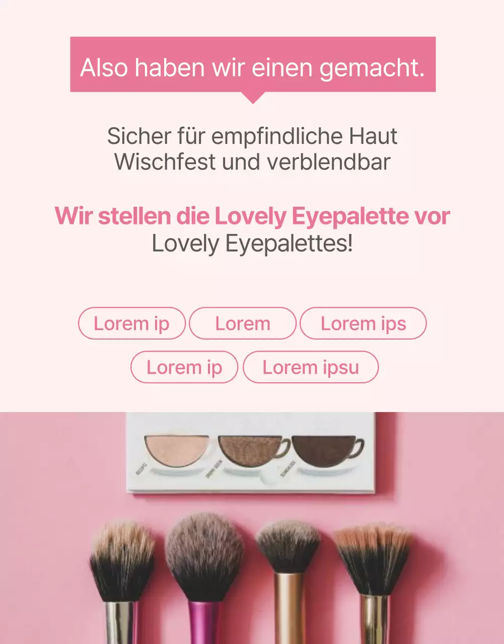 Förderung von Kosmetika in modernen Rosa-Tönen