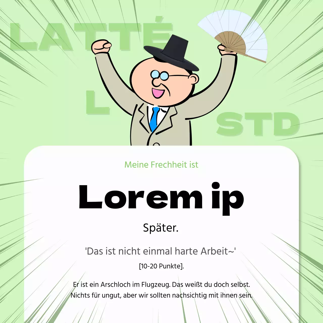 Werbung für den Gag Level Test in Rot und Schwarz