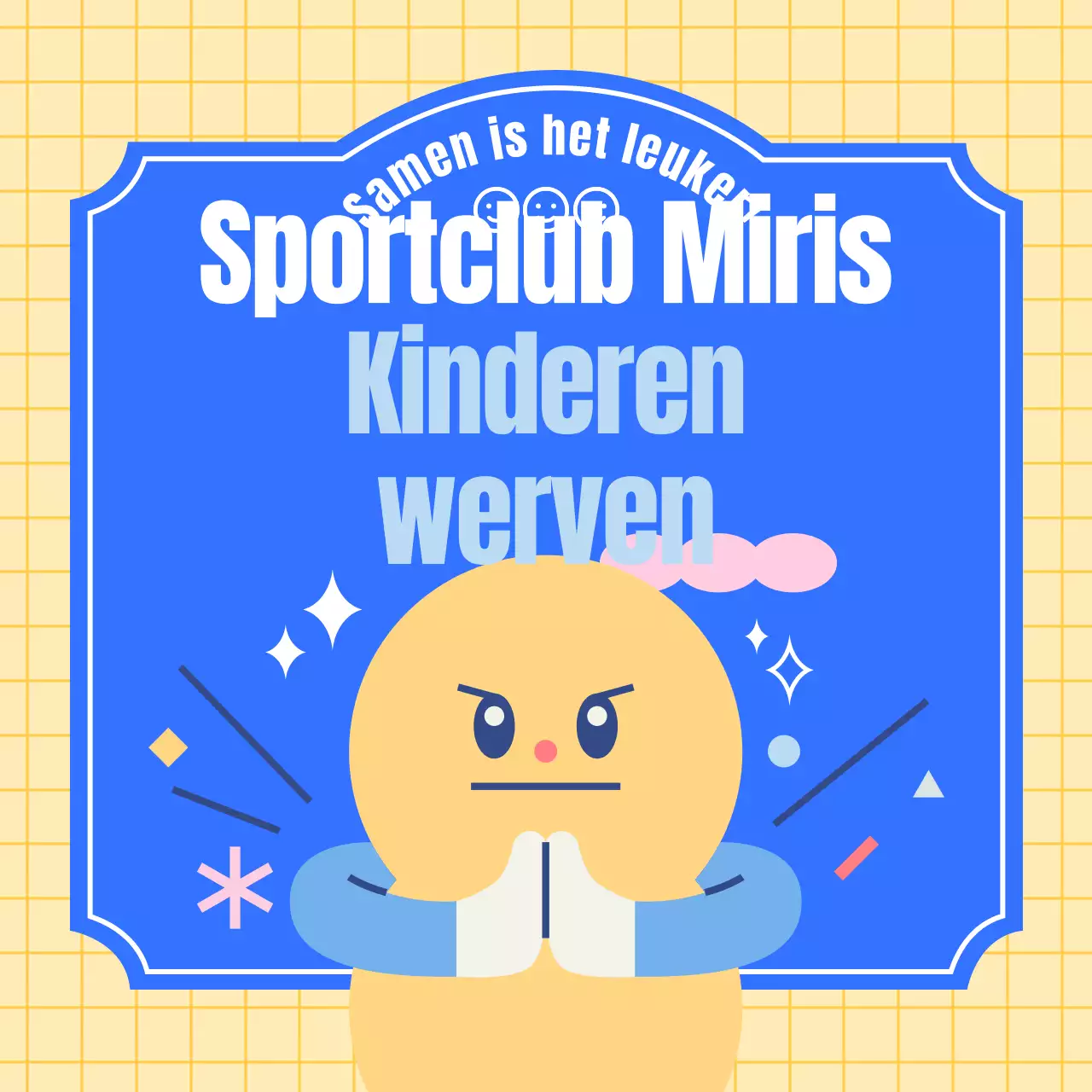 Een kitscherige geel met blauwe kindersportclub promoten