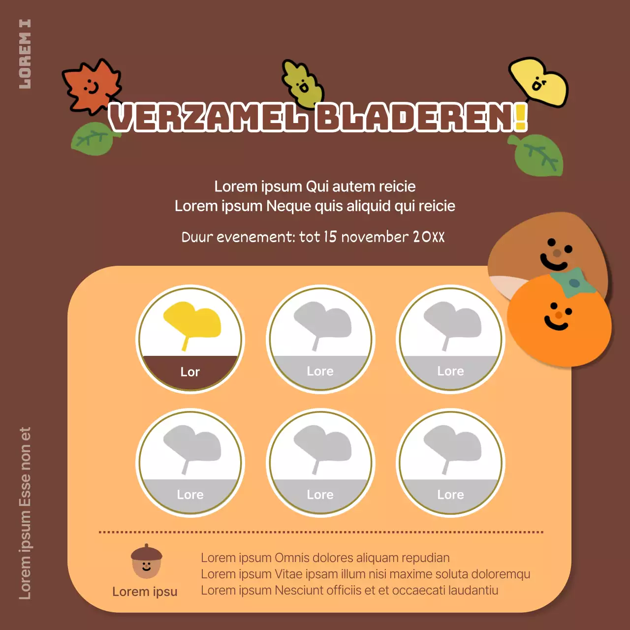 Geel en bruin gezellige herfst postzegel advertentie