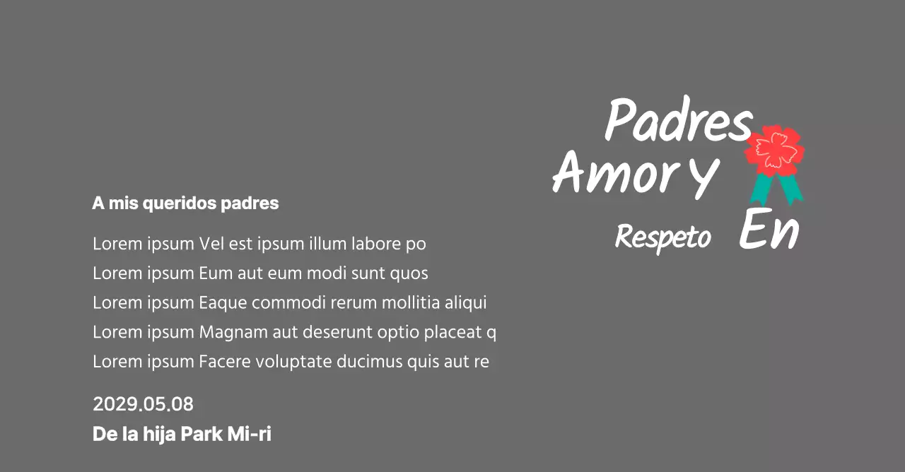 Caligrafía del Día de la Madre con ilustración de clavel rojo