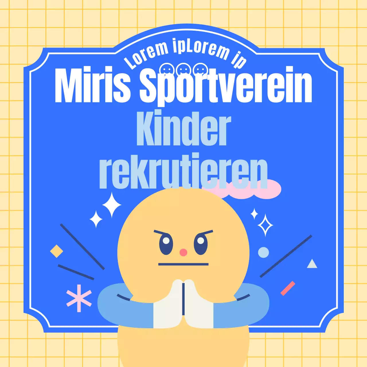 Werbung für einen kitschigen gelb-blauen Kindersportverein