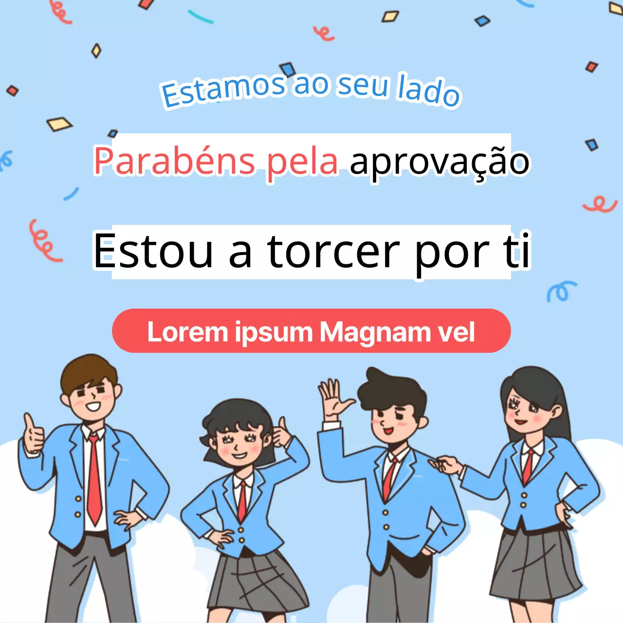 Uma simples promoção de felicitações em vermelho e azul claro