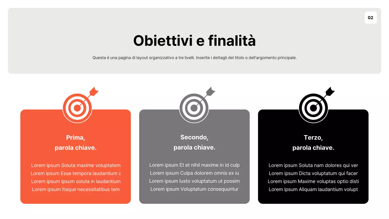 Un semplice planner arancione e grigio per la definizione degli obiettivi