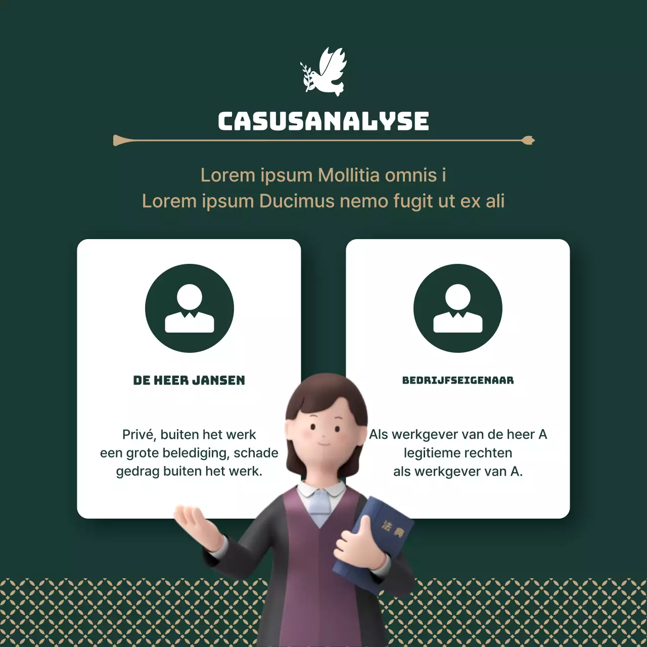 Een modern advocatenkantoor in kaki en goud promoten