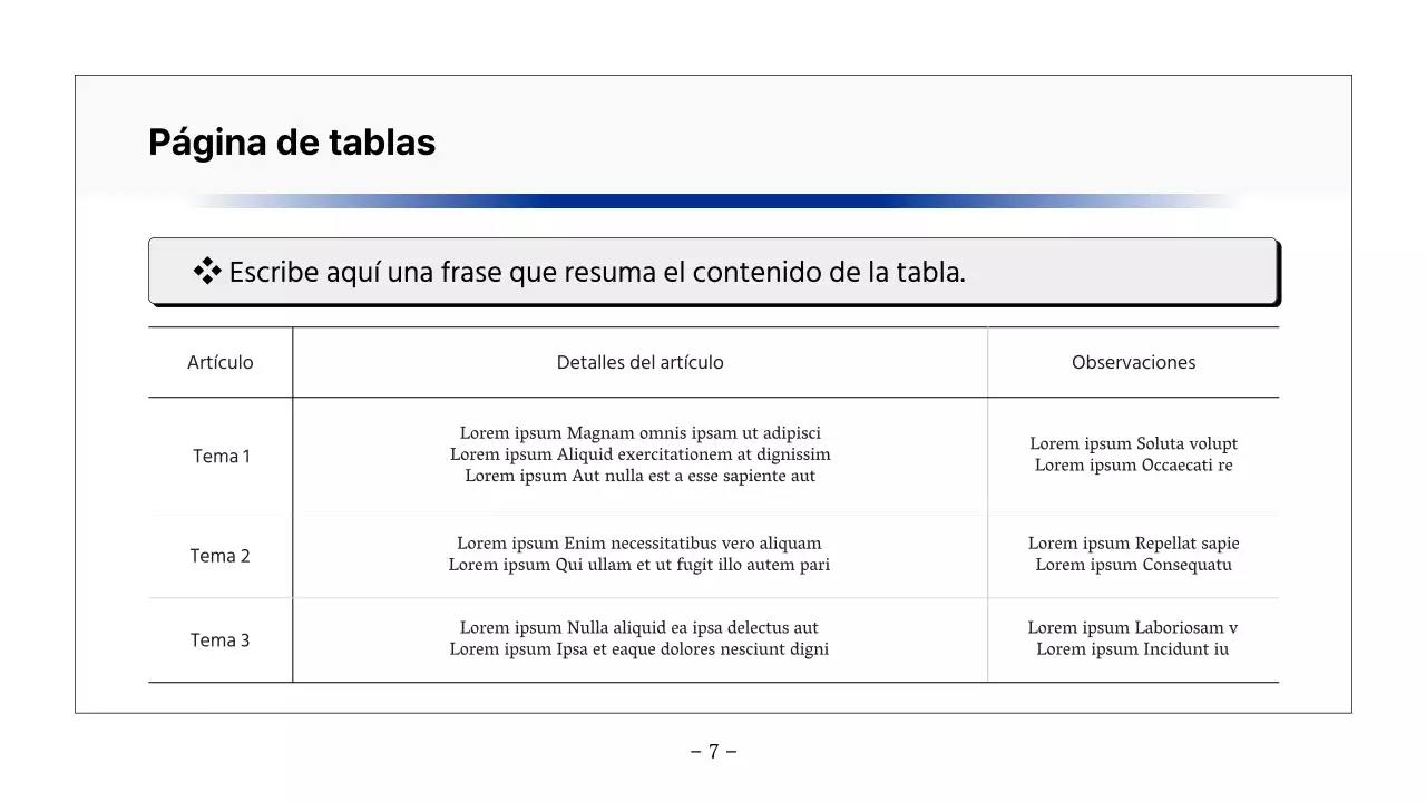Informe sencillo imprimible en negro y azul marino
