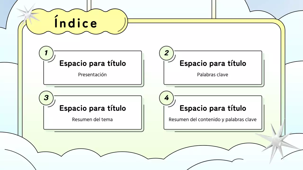 Kitschy fondo azul claro y amarillo presentación de propuestas