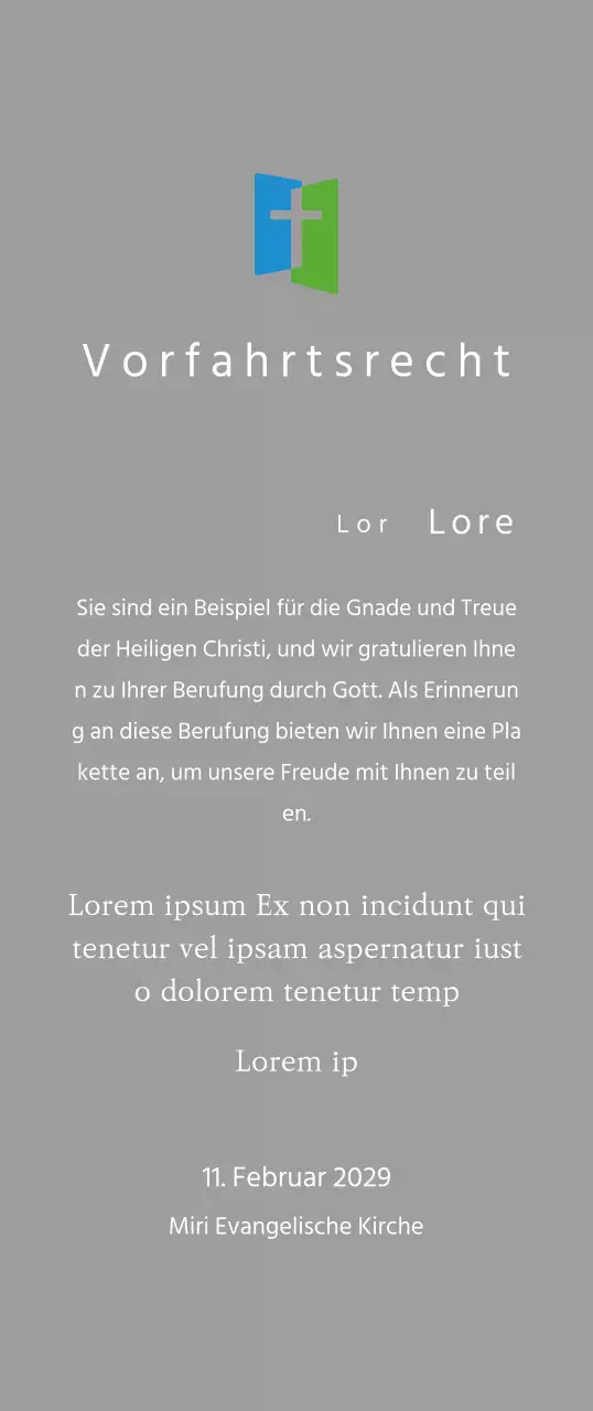 Plakette mit Kirchenlogo Konzept