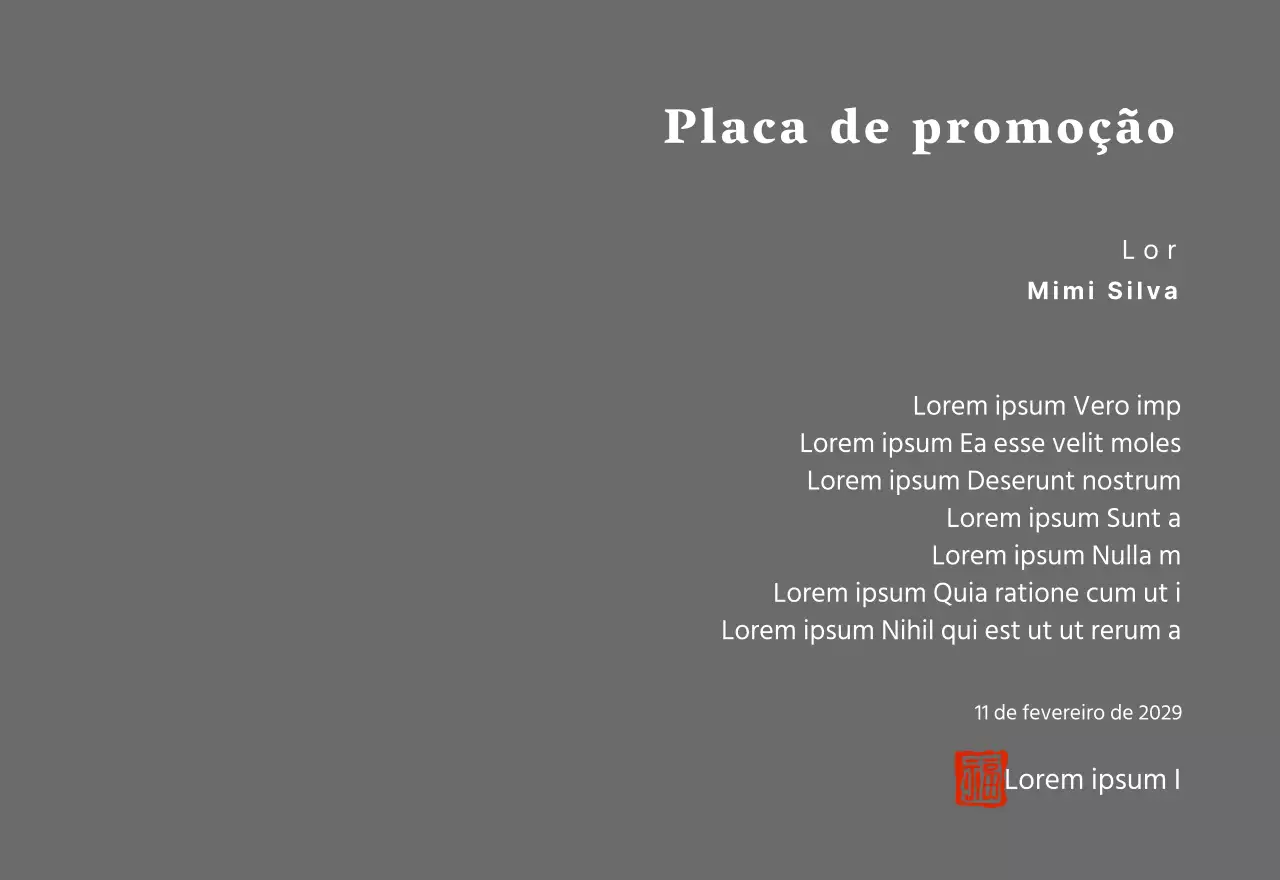 Placa de felicitações de promoção num tipo de letra serifado com classe