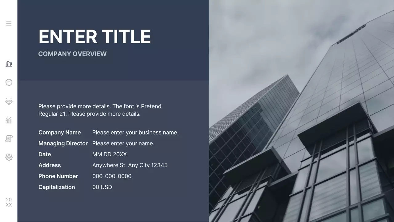 남색의 심플한 회사소개서