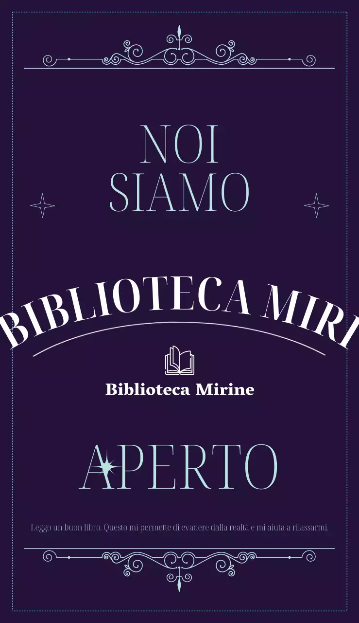 Un layout di caratteri inglesi e audaci ed elementi grafici curvi e decorativi per promuovere la vostra biblioteca.