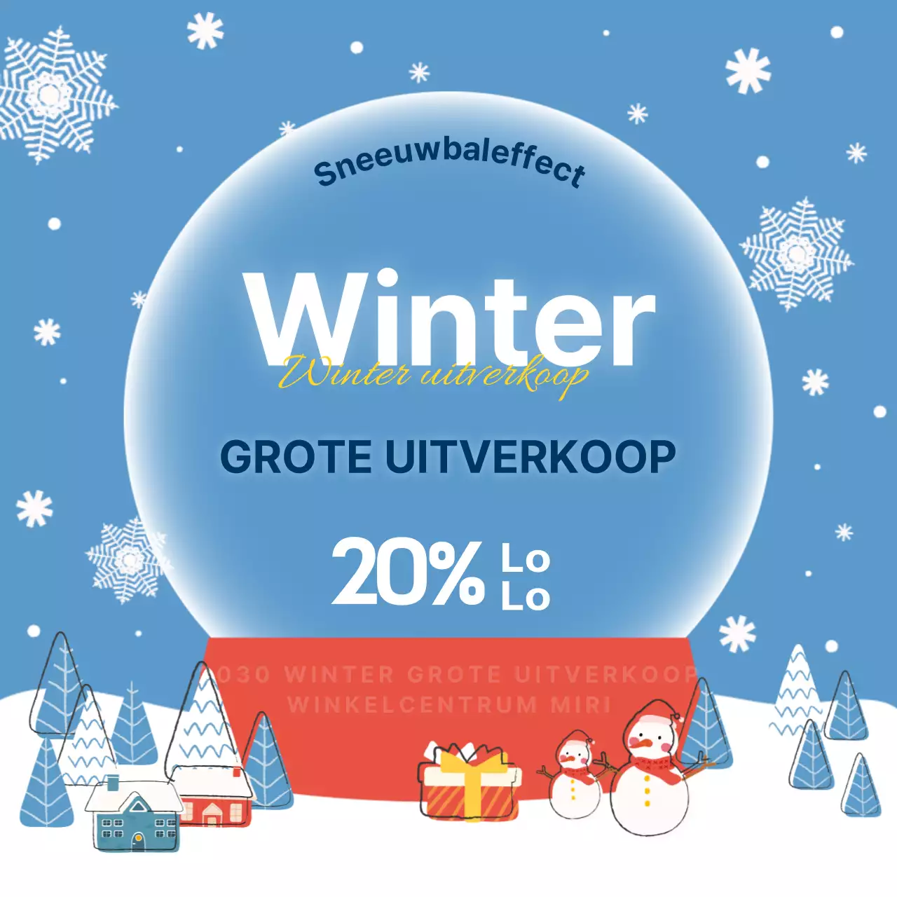 Promoot je winteruitverkoop in lichtblauw en wit