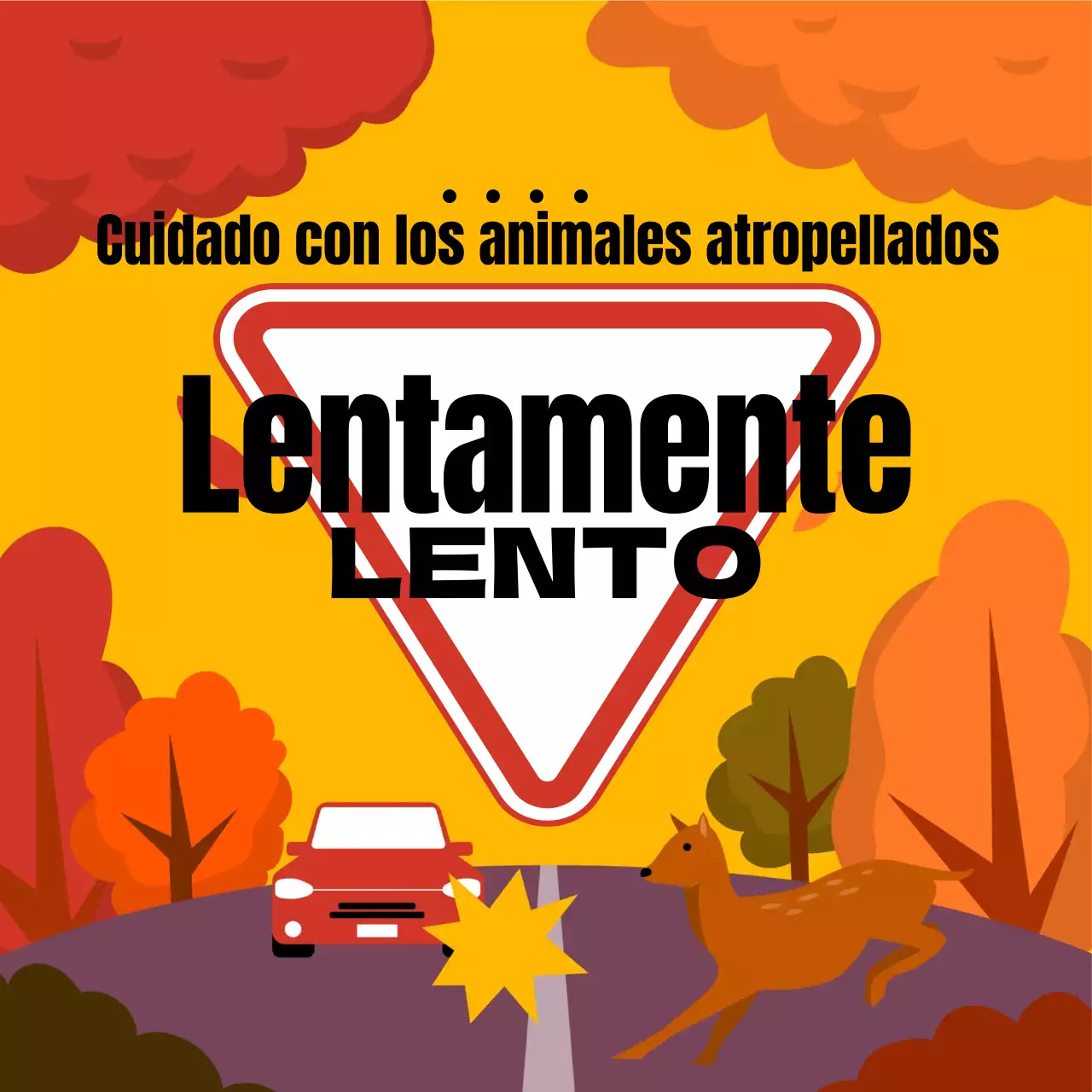 Guía de seguridad de la fauna natural en naranja y amarillo