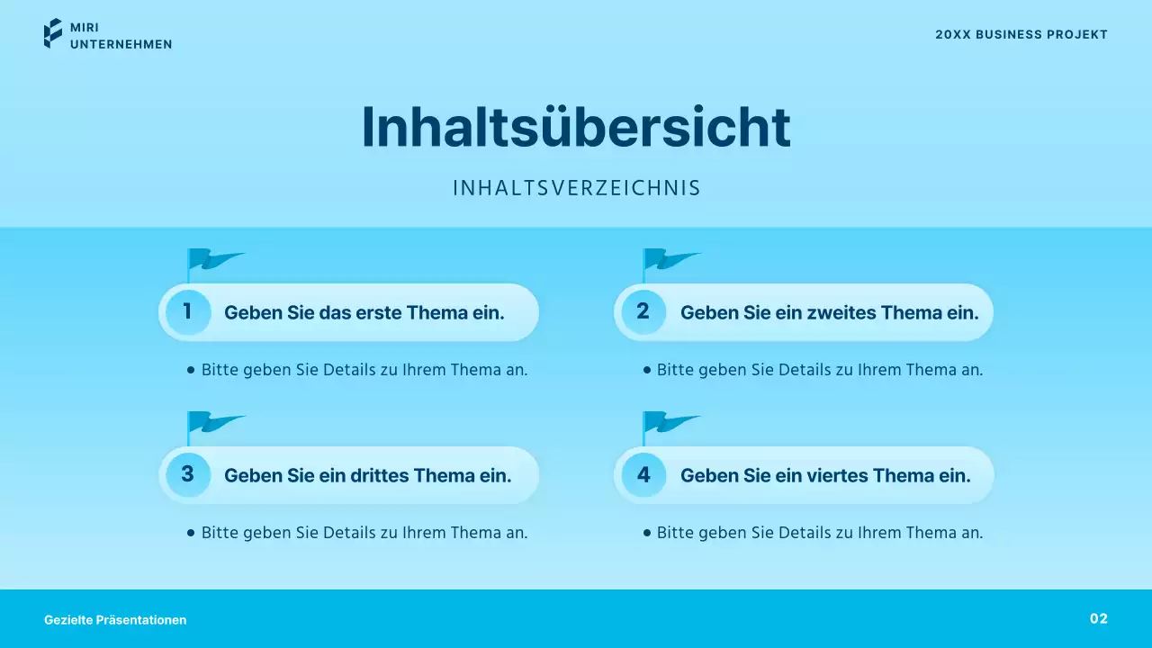 Einfache Geschäftspräsentationen in Blau