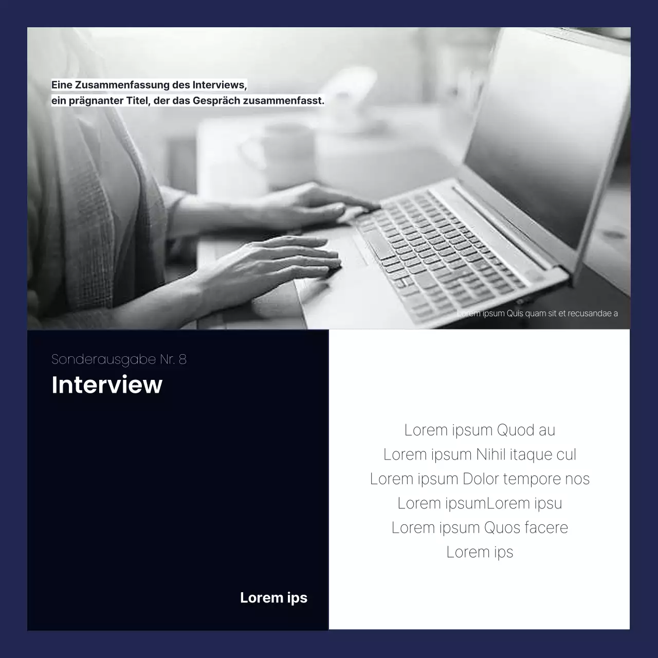 Eine schlichte, marineblaue Stelle für ein Vorstellungsgespräch