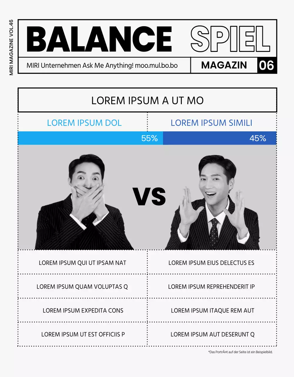 Moderne Firmenzeitschrift in Grau und Schwarz