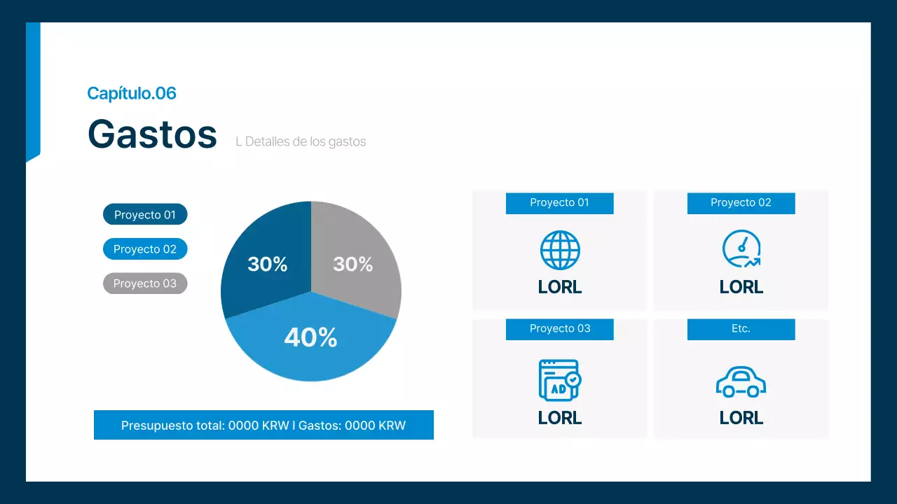 Plan de negocio sencillo de oficinista en azul marino y azul