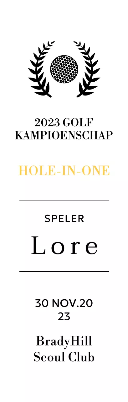 Golf hole-in-one winnaar plaquette met golfbal en lauwerkrans illustratie