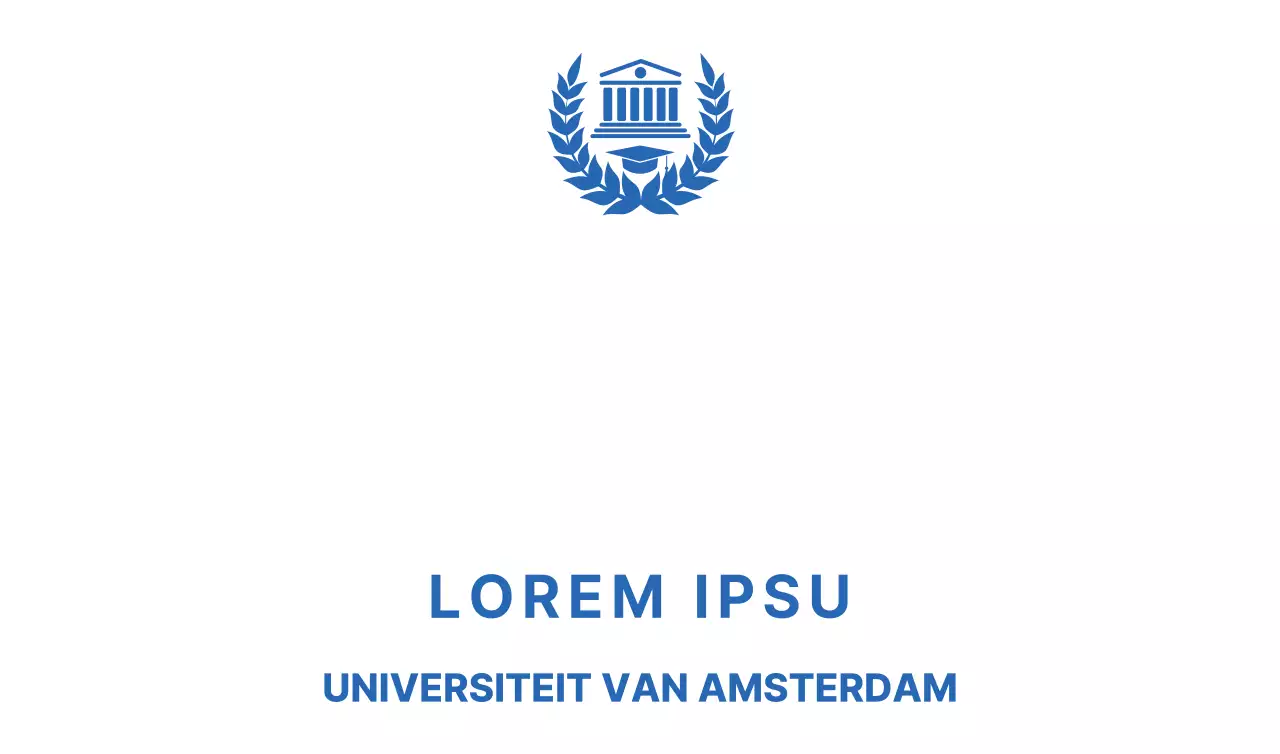 Promotieartikelen voor school in blauw met lauwerkrans en schoolgebouwlogo