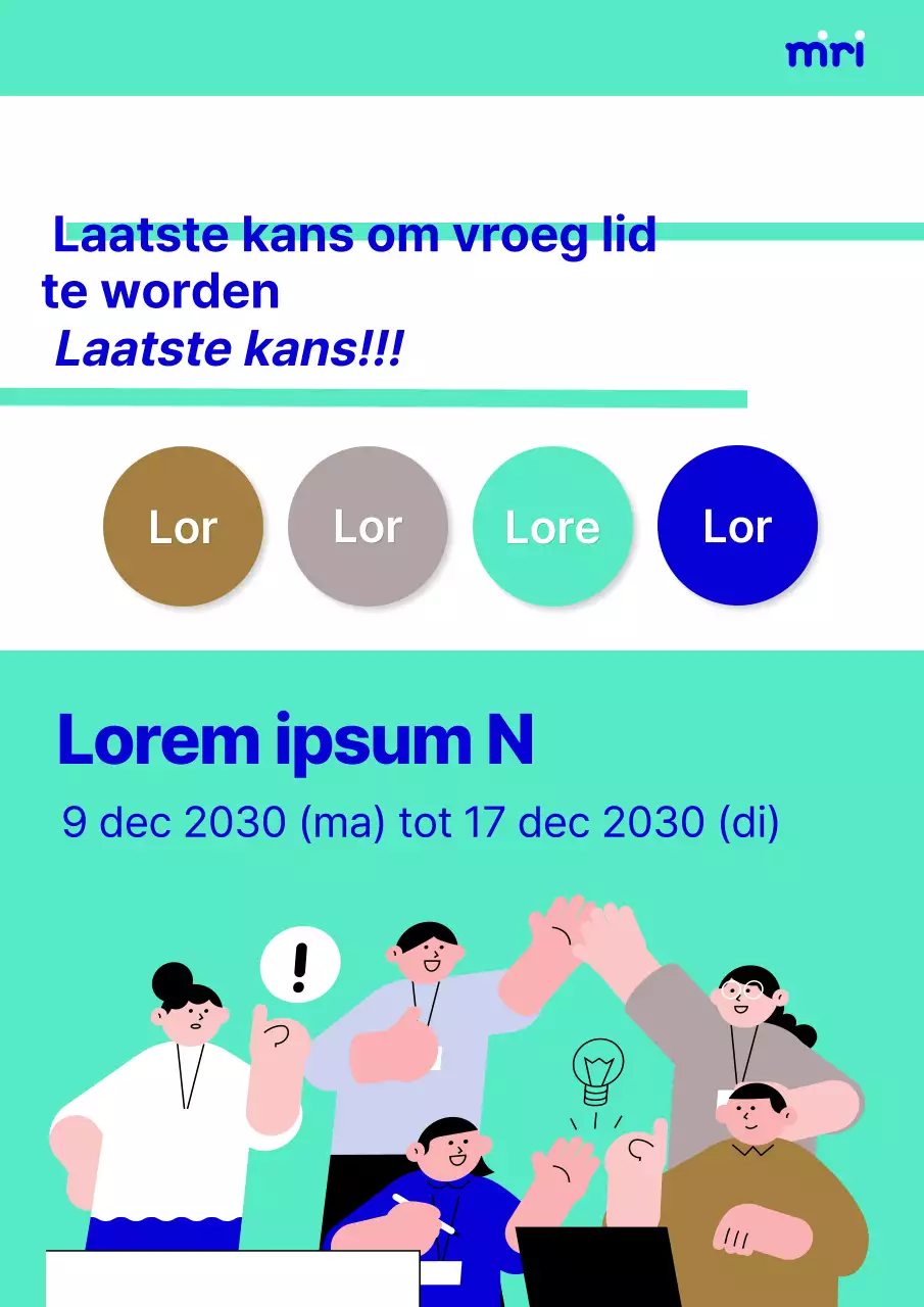 Eenvoudige bedrijfsposter in blauw en chartreuse kleuren