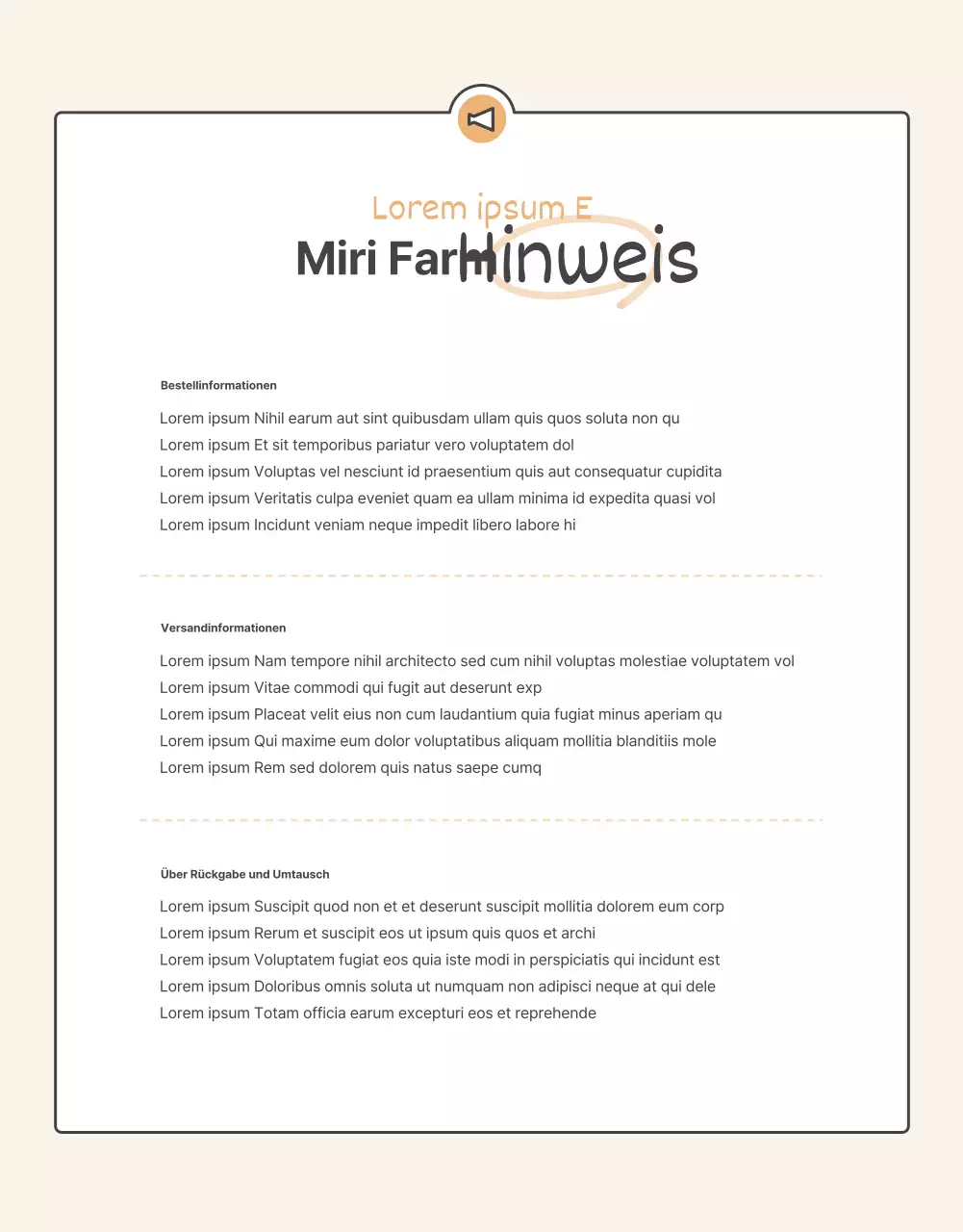 Förderung des Verkaufs eines einfachen gehäkelten orange-beigen Kragens