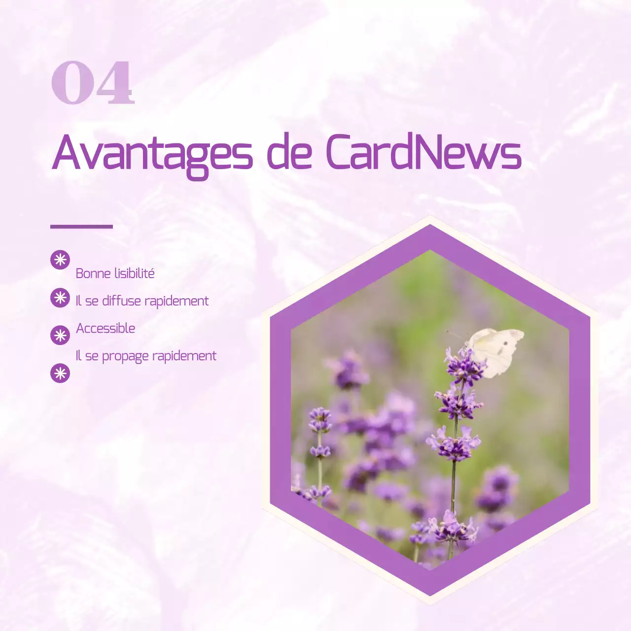 Un post marketing minimaliste en violet
