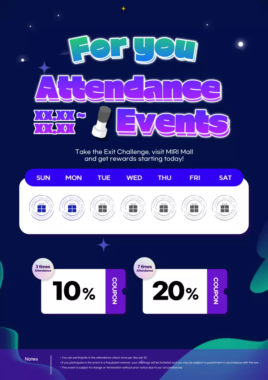 Blue Trendy Attendance Promotion Poster