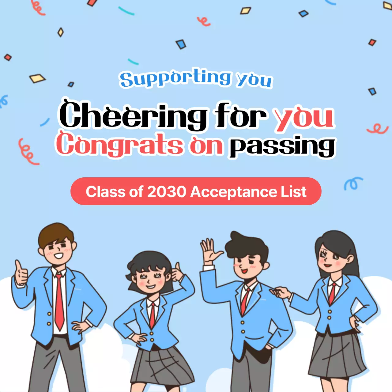 Blue Modern Acceptance Announcement Social Media Post