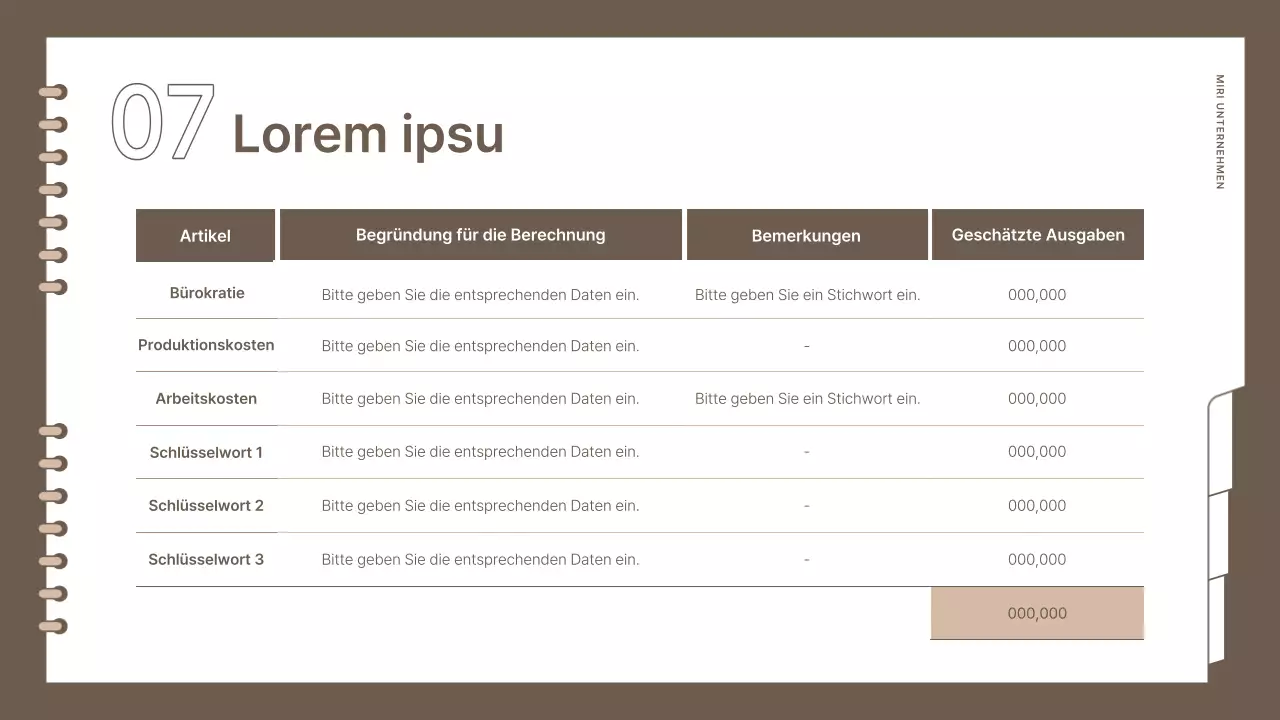 Einfacher, gebrandeter Eventplaner in Braun