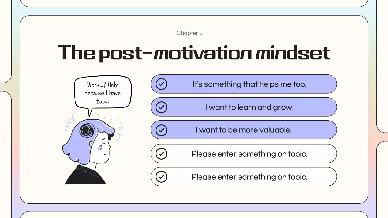 Simple, rainbow-colored organizational motivators