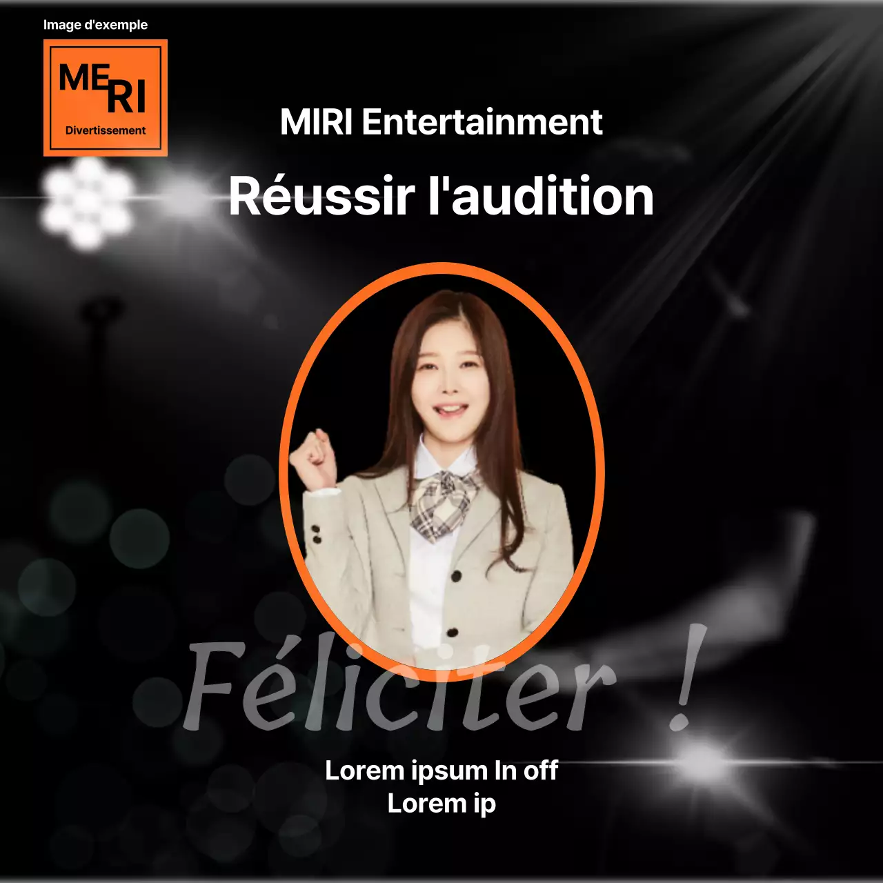 Faire-part d'acceptation moderne en noir et orange