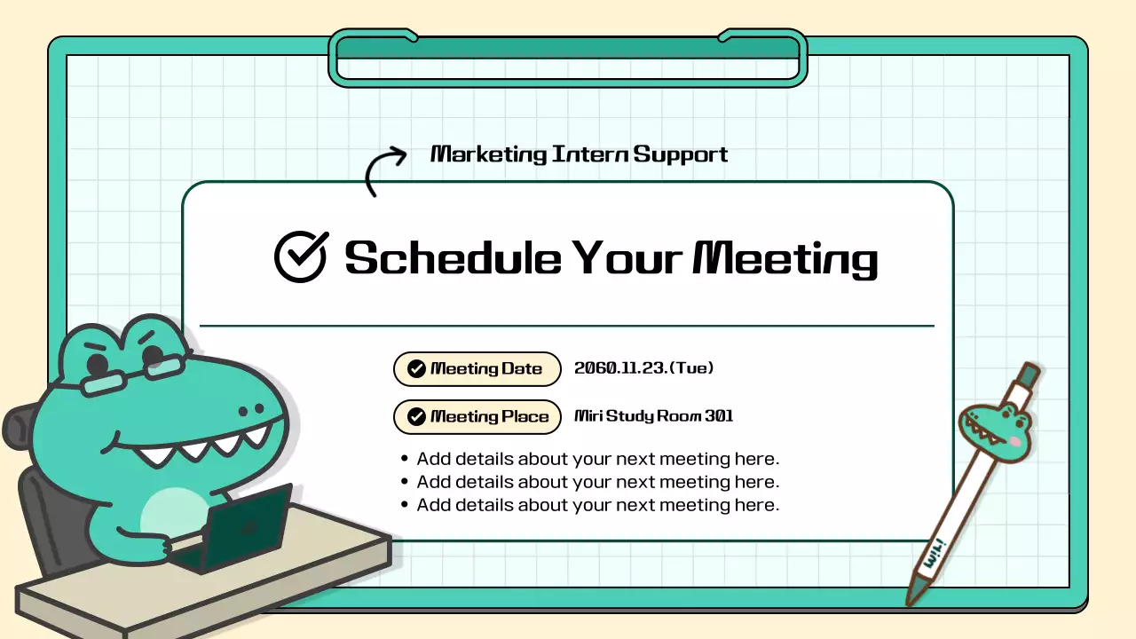 Green Cartoon Meeting Minutes Document Presentation