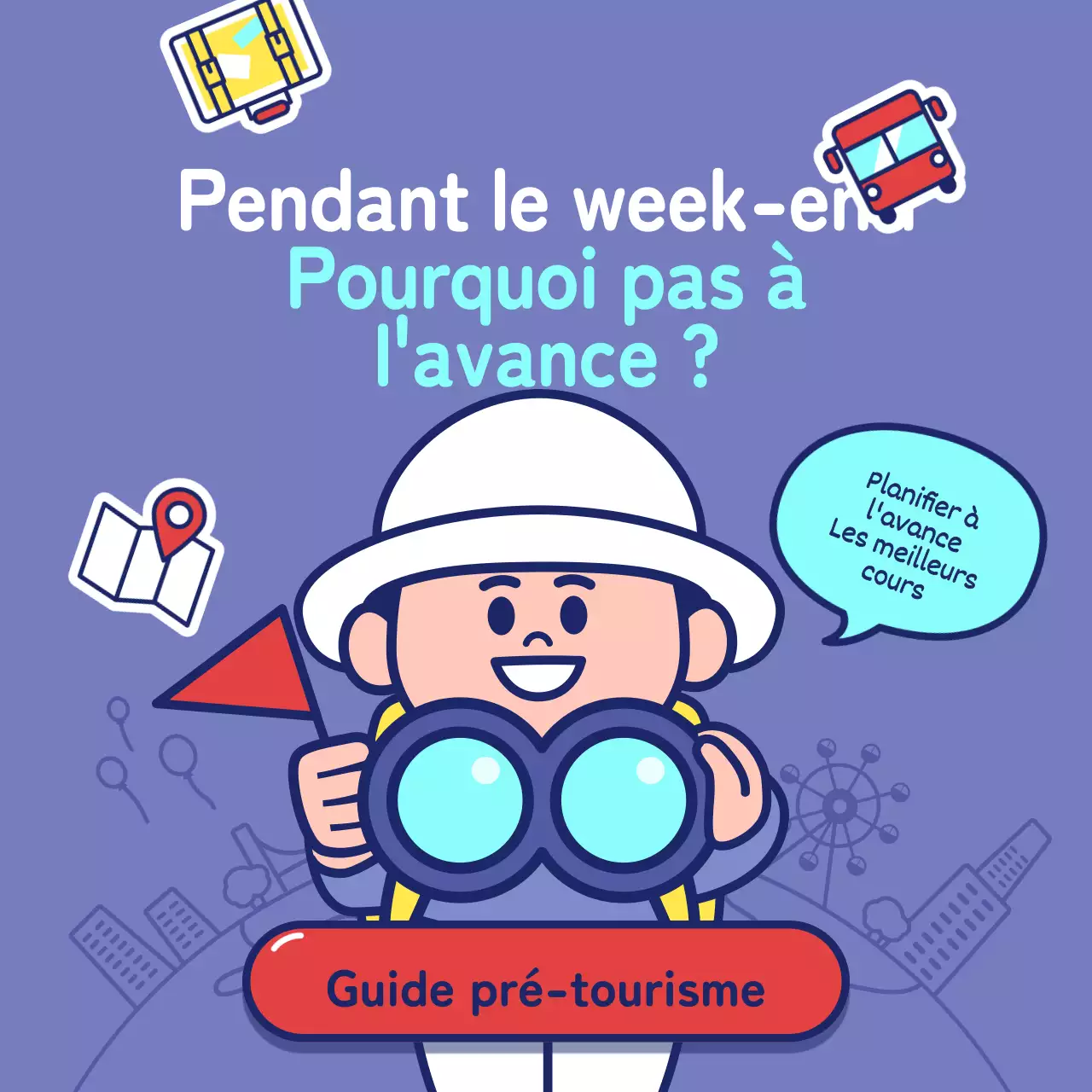 Promouvoir les produits touristiques locaux en mauve et bleu marine
