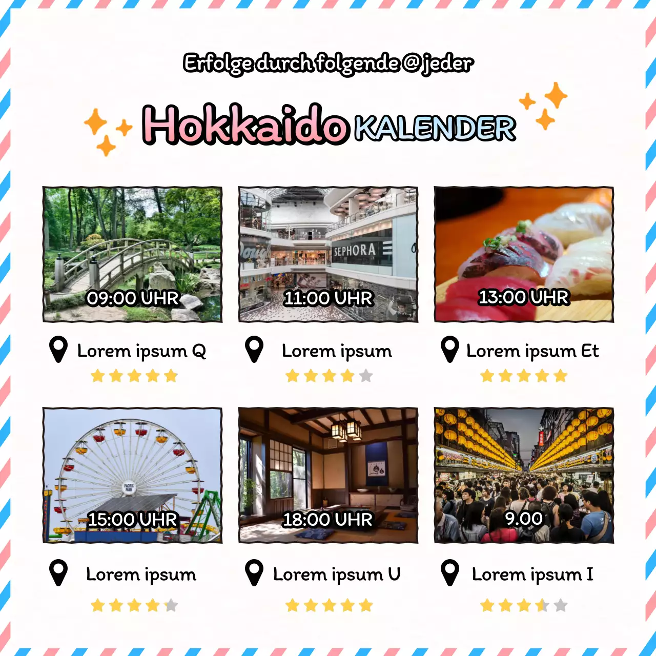 Ein rosa und hellblauer Reiseführer für Japan