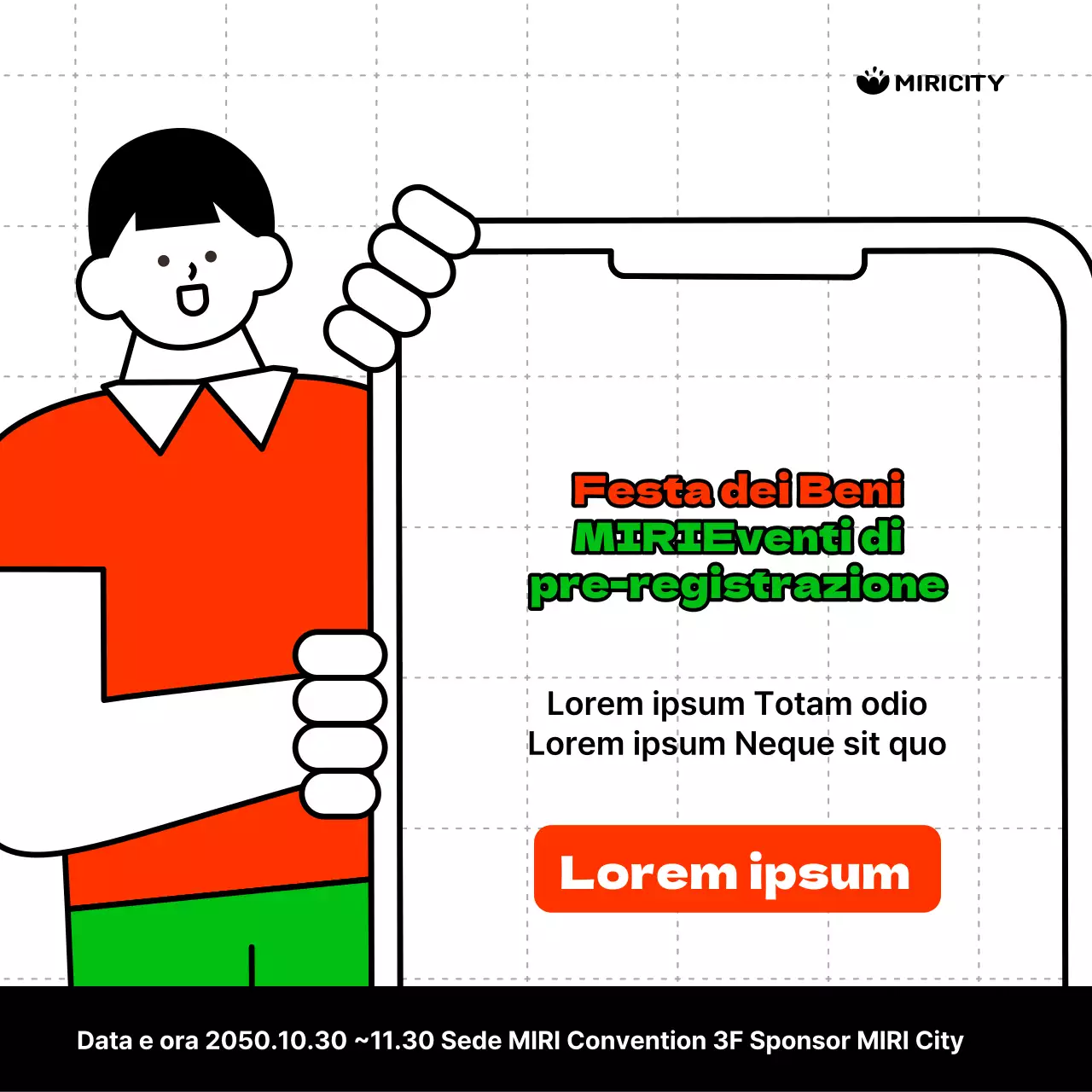 Promuovere un semplice evento di pre-registrazione rosso e verde