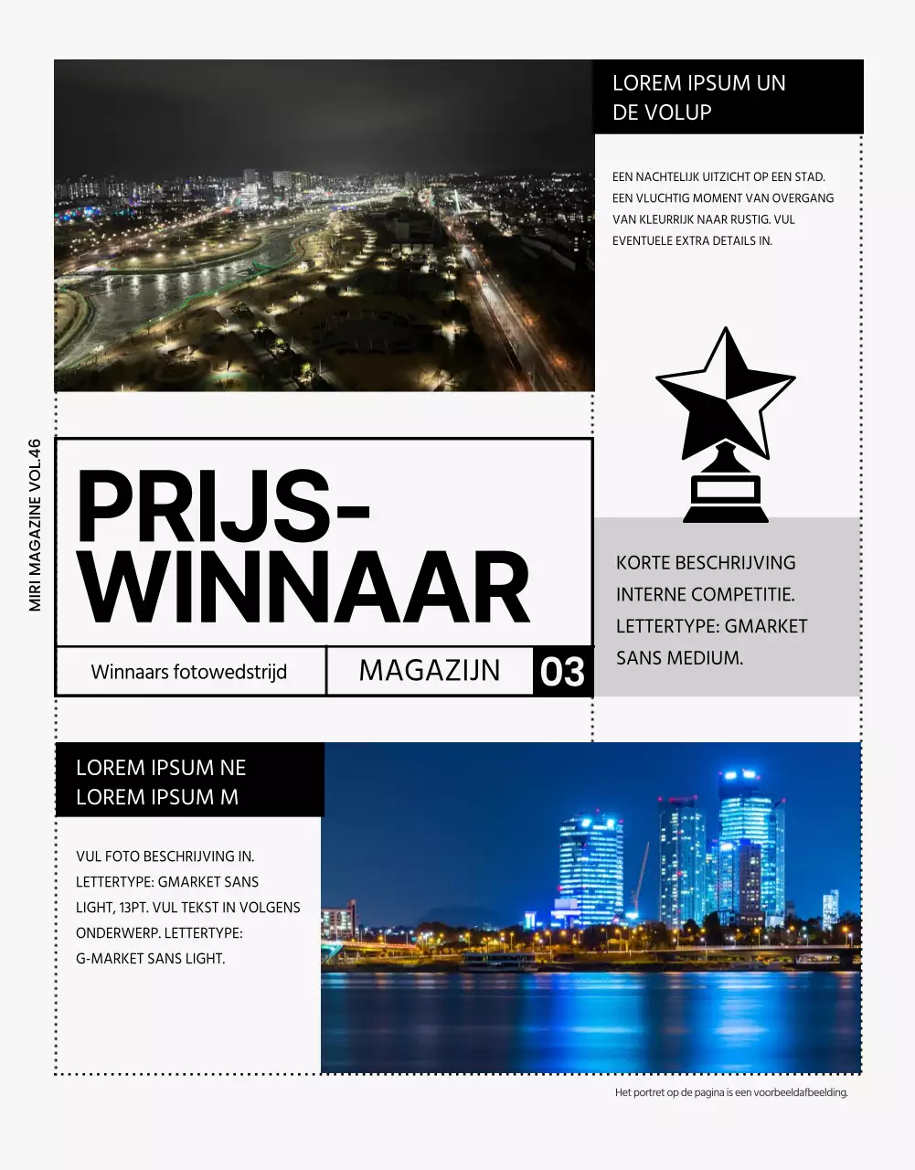 Modern bedrijfsmagazine in grijs en zwart