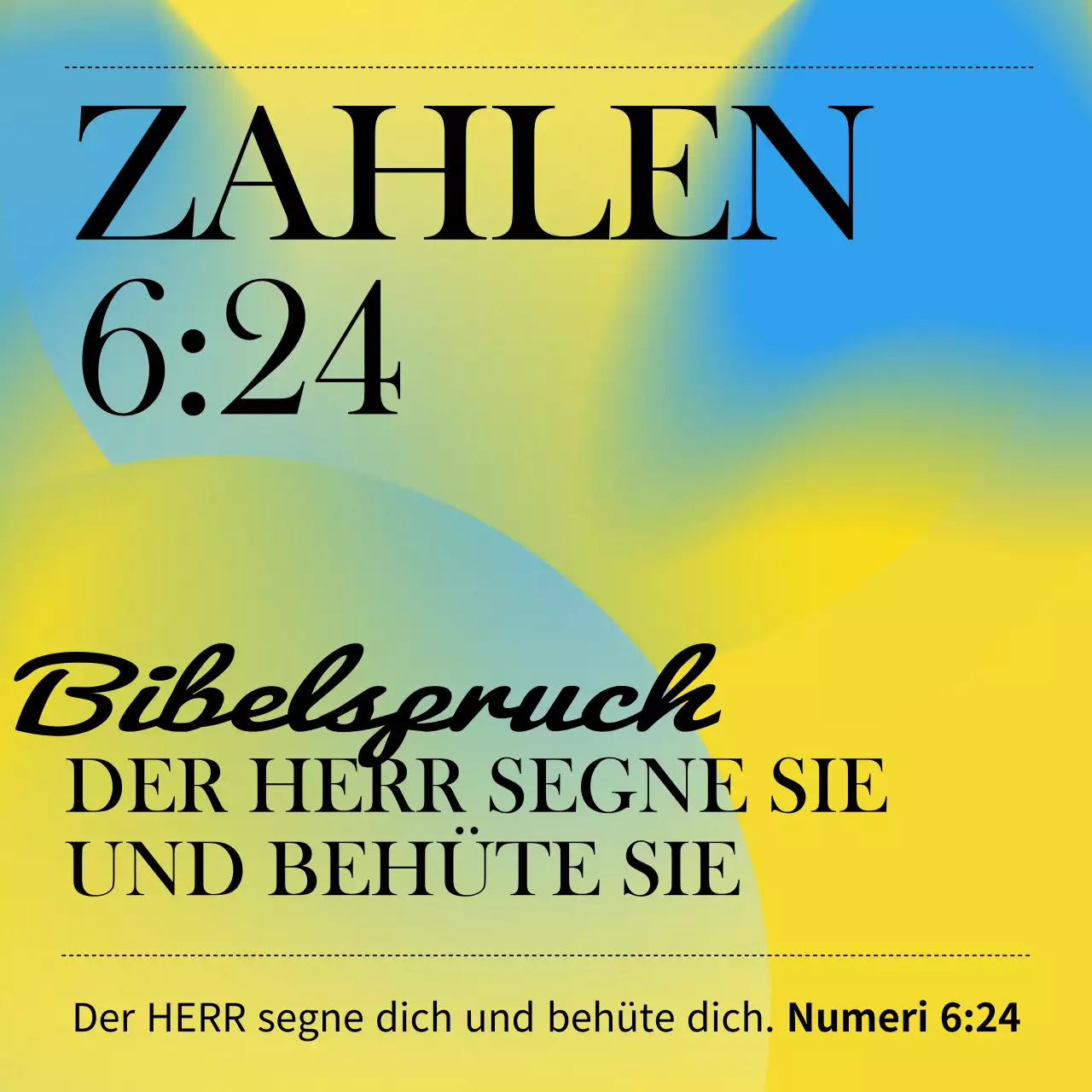 Einfache christliche Bibelvers Post in gelb und hellblau