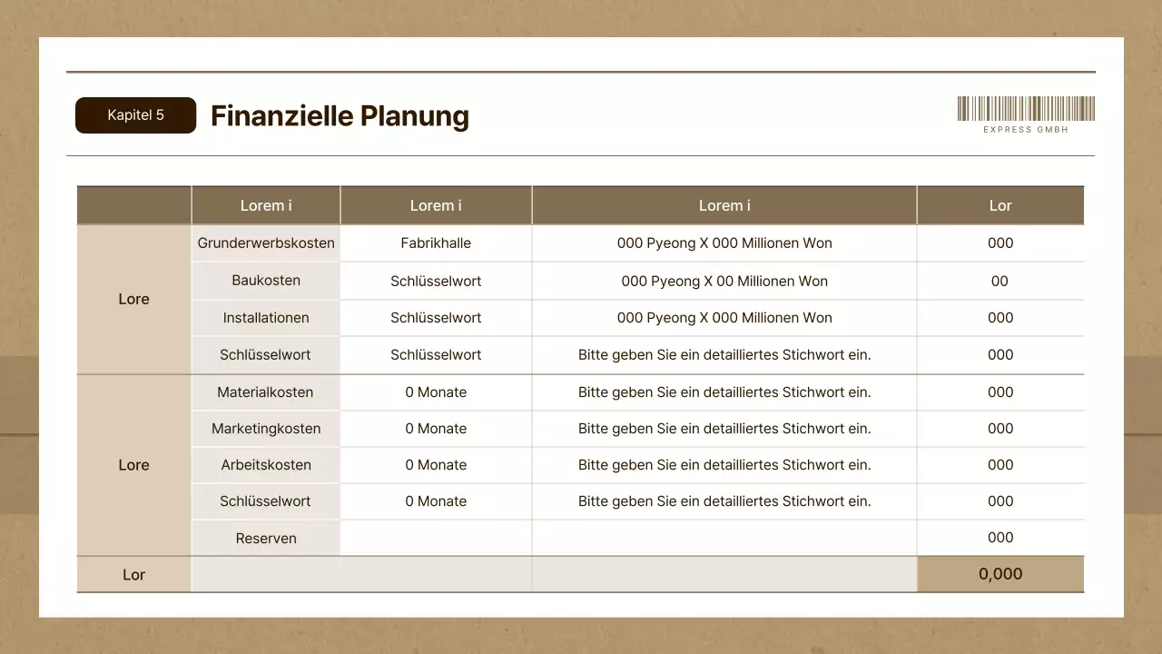 Einfacher Businessplan für Kurierdienste in Braun und Beige