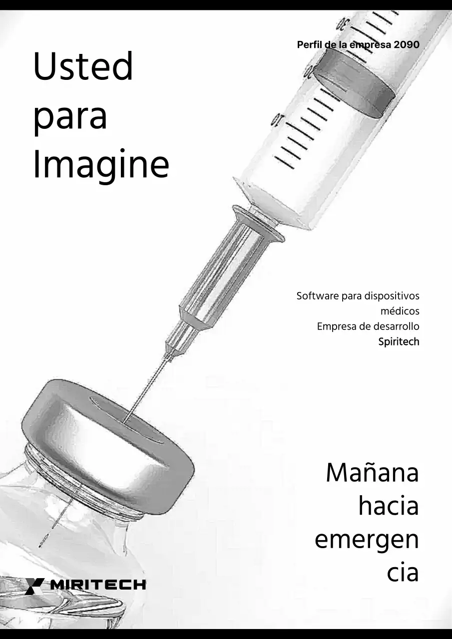 Un sencillo perfil en blanco y negro de una empresa de desarrollo de dispositivos médicos