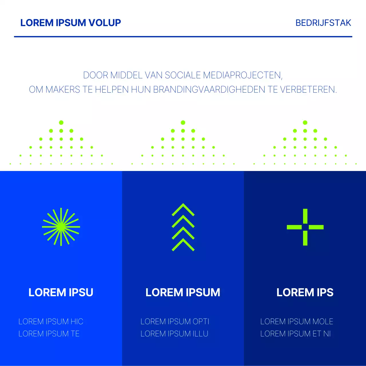 Minimalistische vacature in blauw en chartreuse