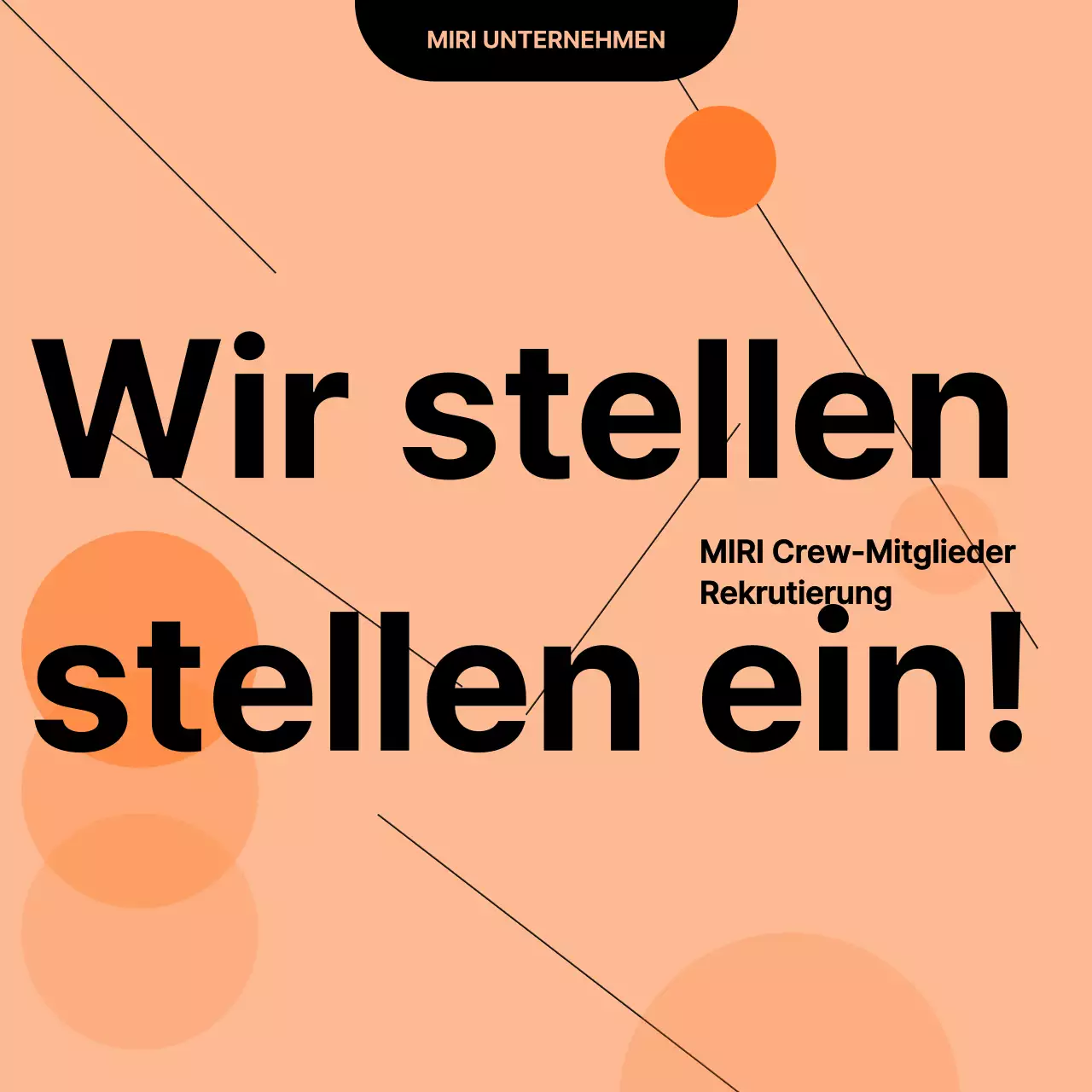 Eine einfache orange-schwarze AnwerbungskarteNews