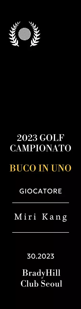 Targa per il vincitore del golf hole-in-one con illustrazione di pallina da golf e corona d'alloro