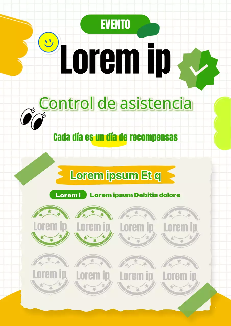 Promocione su evento con un simpático control de asistencia amarillo y verde